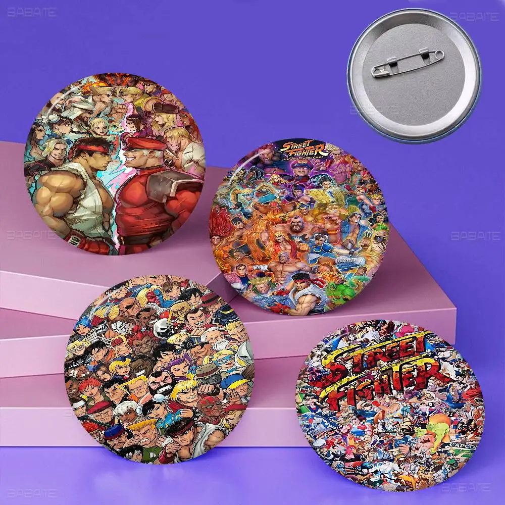 Game S-STREET F-FIGHTER Photo Brooches Creative Round Badge Gifts Pins 32/44/58mm