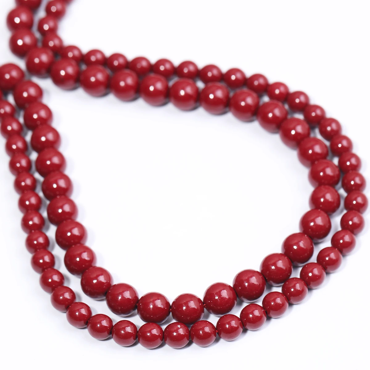 SHIJIWLS Zinnober Natursteinperlen zur Herstellung von Schmuck, runde Bulk-Abstandsperlen, DIY-Charm-Armband, Halskette, Zubehör, 6/8 mm – Detail 3