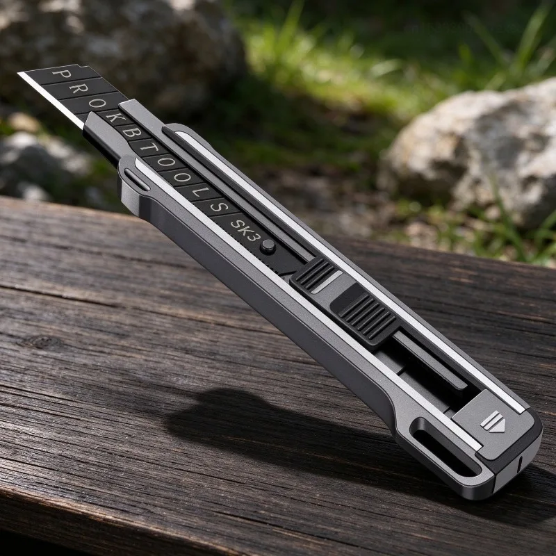 BAOLIAN Utility Knife Pocket Box Cutter Retractable Paper Metal Blade for Office Non Slip Handle Self Locking Retractable Tool
