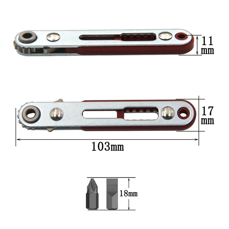 Tournevis hexagonal à douille d'entraînement, mini cliquet, embout pour touristes, outil à cliquet à tête avec deux têtes d'embout, 1/4 pouces