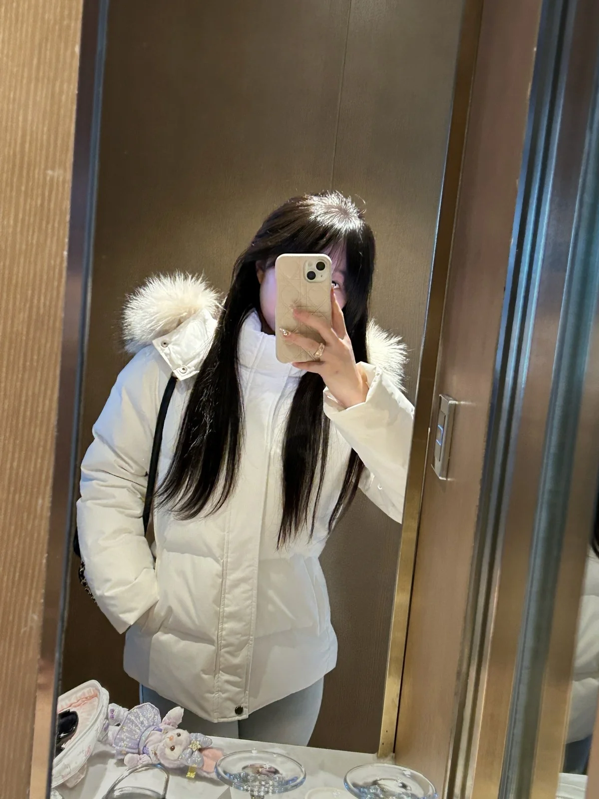 

Classic Packable 90 down Coat with Waist-Cinching Fur Collar Slim Fit Women's Winter Jacket Thickened Long Sleeve Zipper