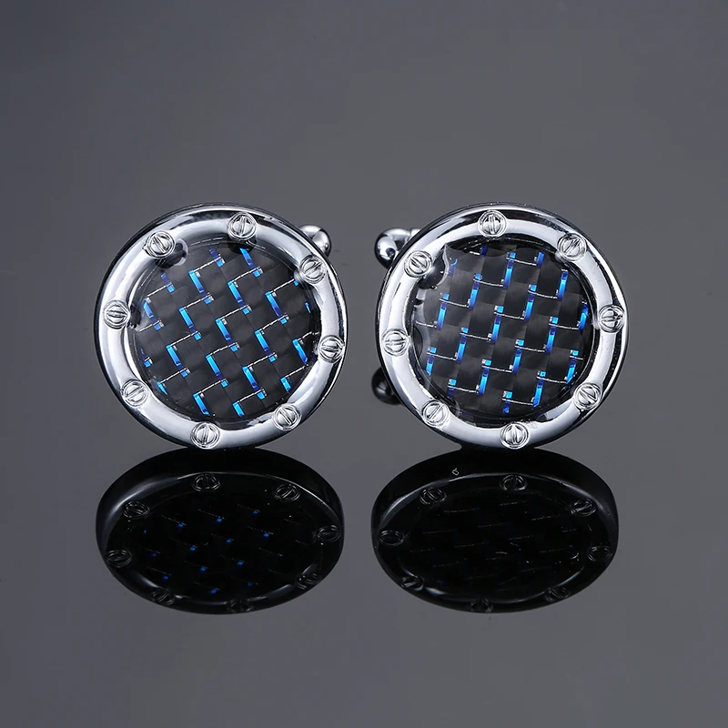 High quality blue carbon brazed cufflinks fashionable French shirt brass material brand design men's wedding cufflinks