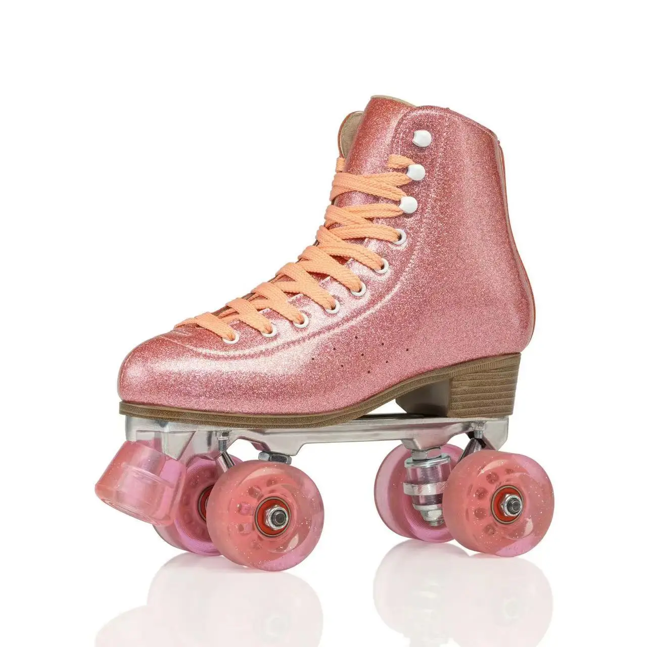 

Professional Pink Women Girls Roller Skates Shoes Patines Double Row 2 Line 4 PU Flash Wheels Sliding Quad Training Sneakers