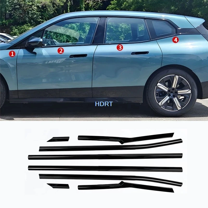For BMW iX i20 2022 + Car Style Front Bumper Corner Leaf Fender Door Handle Rear View Mirror Cover Tail Wing Spoiler Window Trim