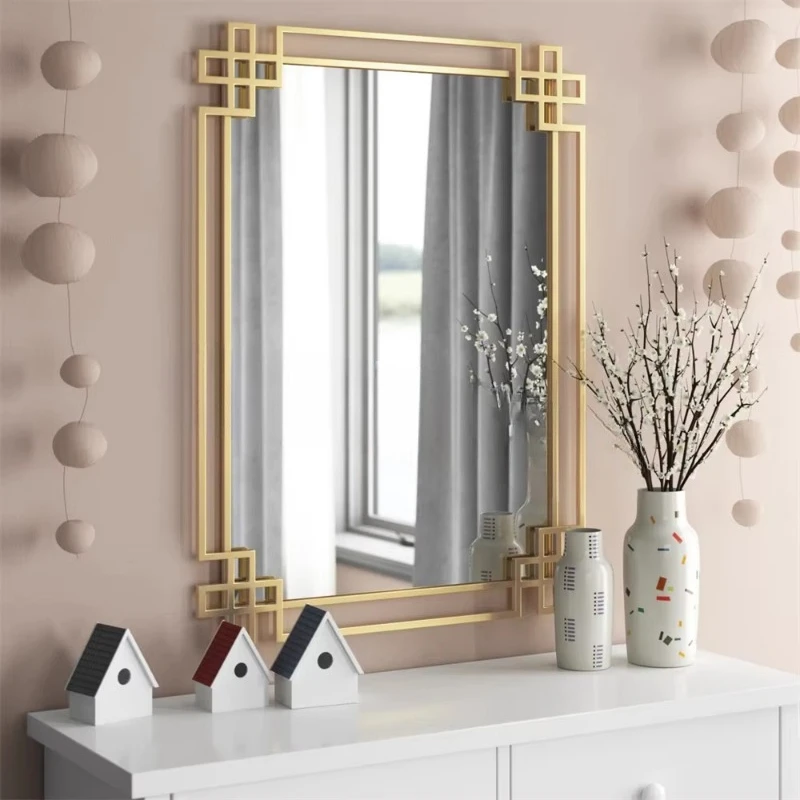 Hotel's latest living room decorative mirror rectangular luxury gold intelligent decorative flat wall mirror