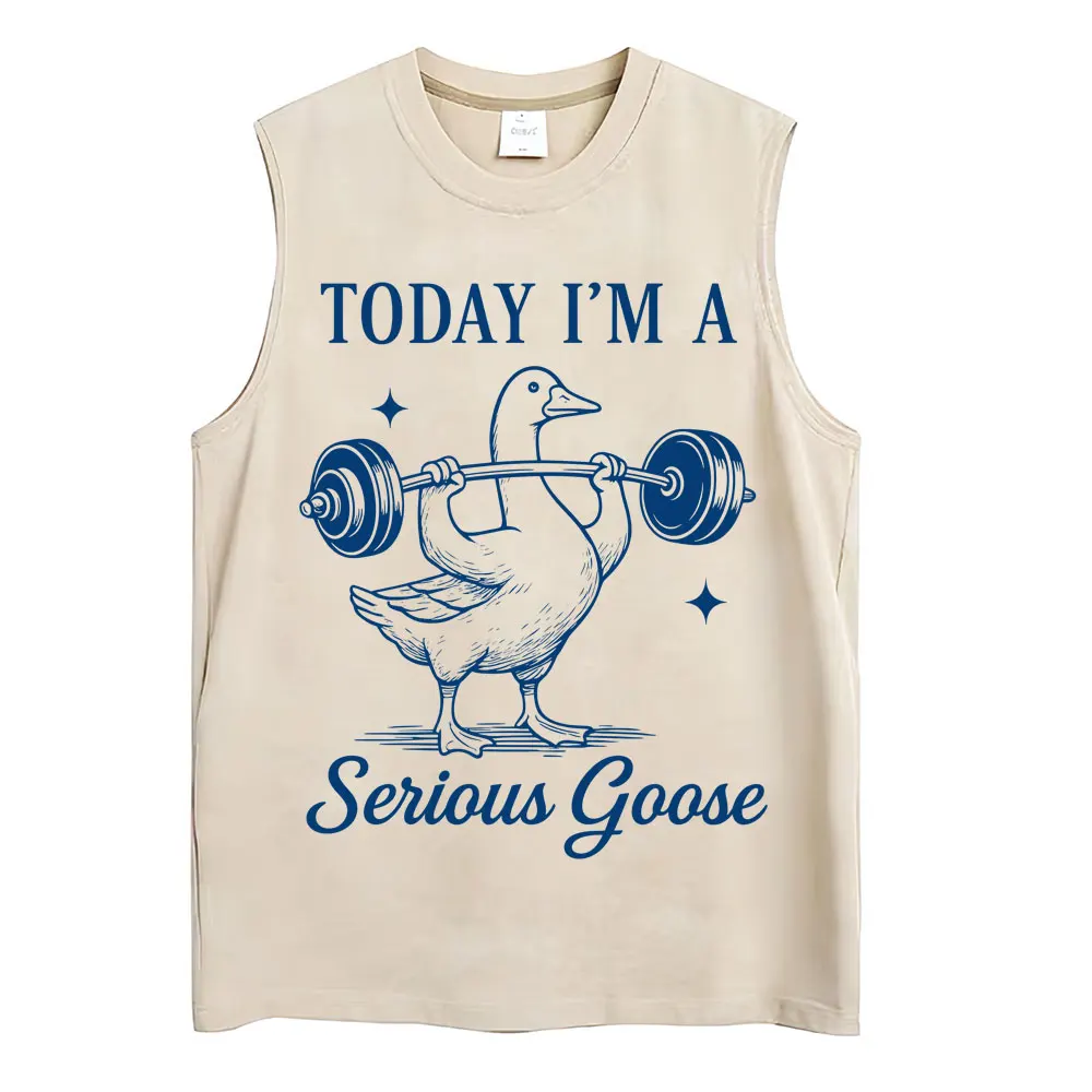Washed Funny Goose Tank Tops Mess with The Honk You Get The Bonk Graphic T Shirts Vintage Unisex Loose Cotton Sleeveless Vests