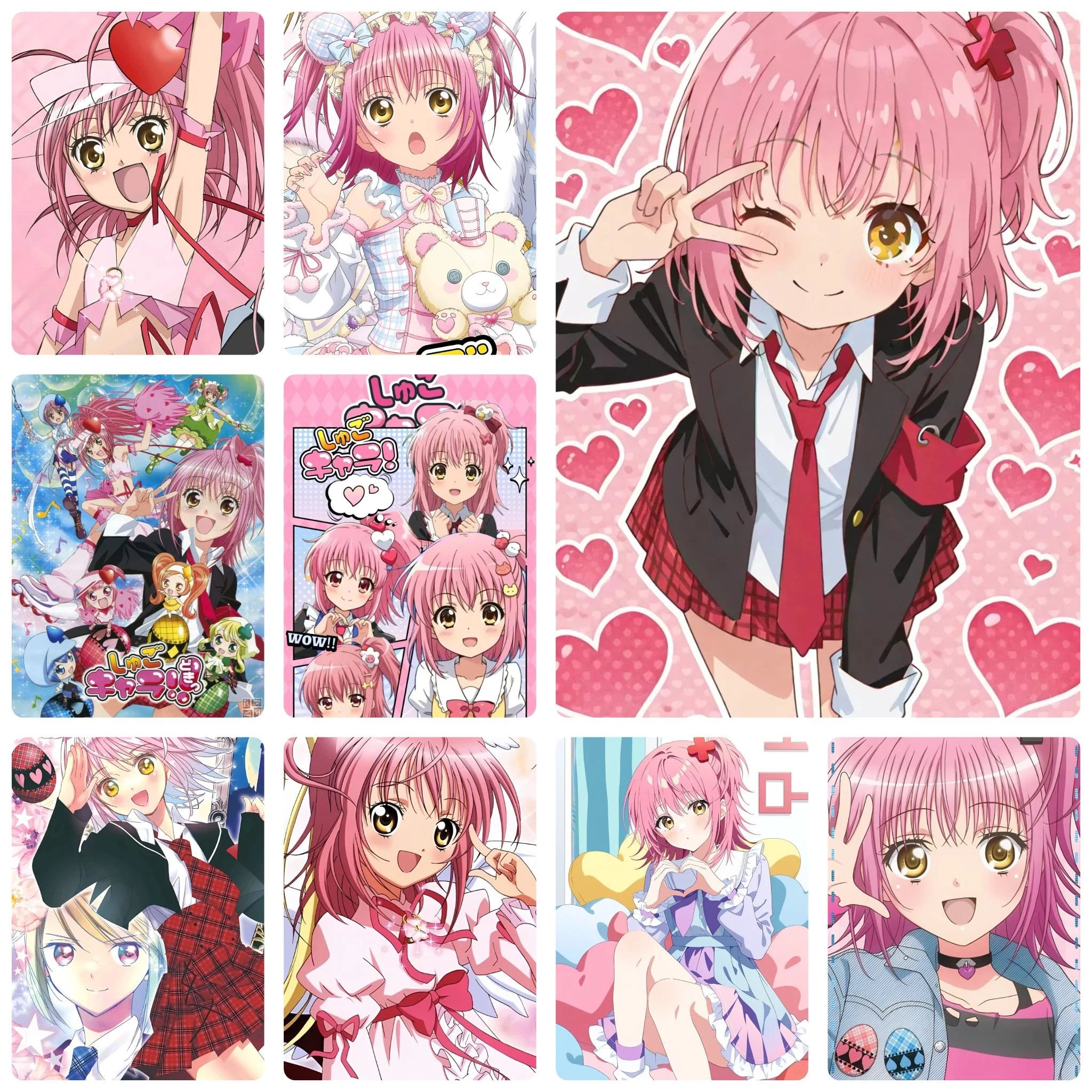 DIY Shugo Chara Diamond Painting,Cheerful Pink‑haired Anime School Maiden For Living Room Wall Decoration Exquisite Gift
