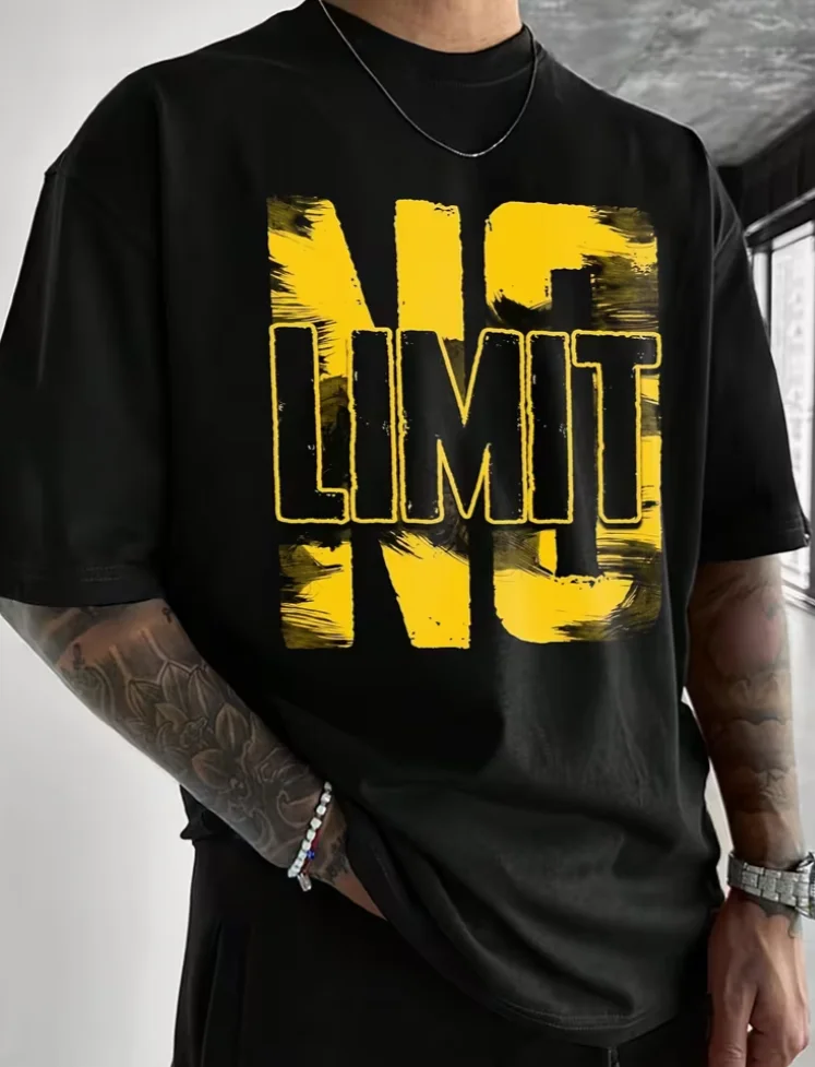 Men'S NO LIMIT Pattern Printed T-Shirt This Regular Fit Short Sleeve T-Shirt Is Suitable for Casual Outdoor and Everyday Wear