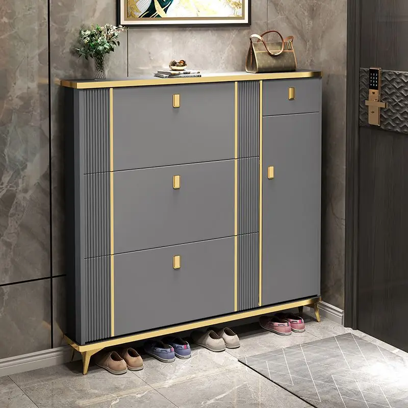 New ultra-thin foyer cabinet for doorstep entry, popular flip bucket storage for household high-capacity shoe ,light luxury