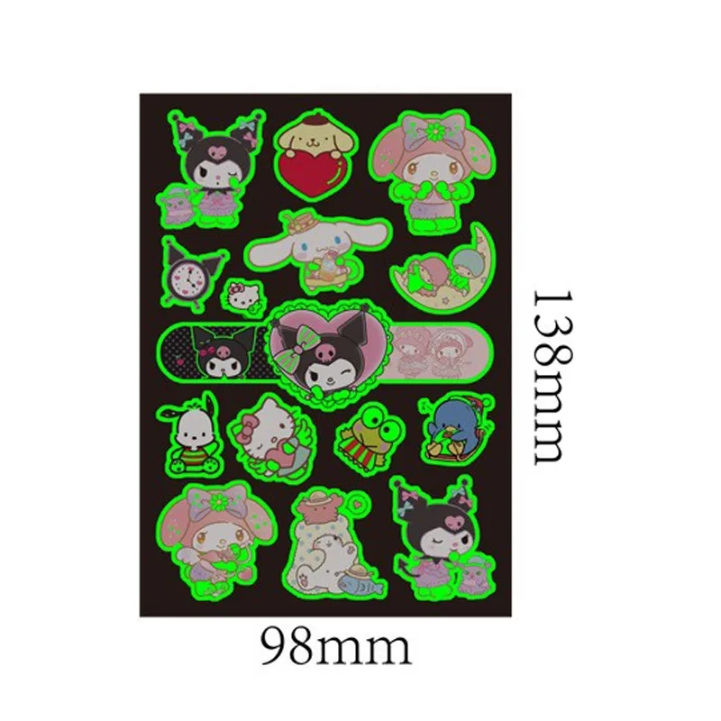 ملصقات وشم سانريو المضيئة للأطفال ، كورومي ميلودي ، وشم كرتون هالو كيتي ، لعبة وشم فني ، هدية عيد ميلاد ، 4 سنوات