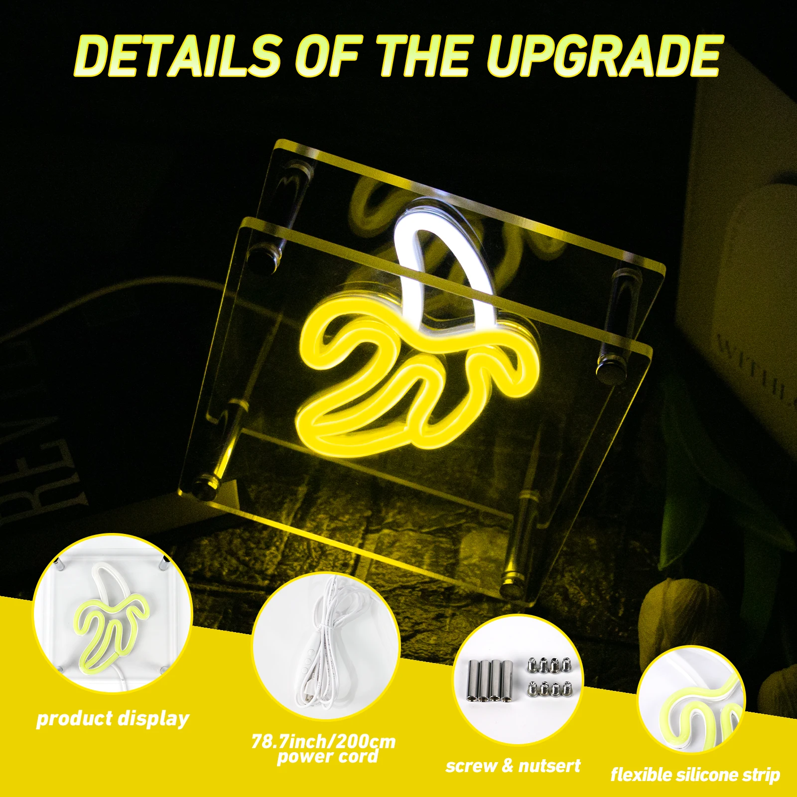 Banana Shape Neon Light Signs light with base Room hotel desk Decor Lamp LED Art Neon Night Lights Hanging Led Lamp for Party