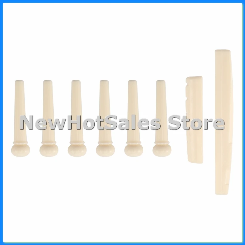 

6 мостовых штифтов + седло + мостовое седло Bone / Bone Акустическая гитара белая-VVBC