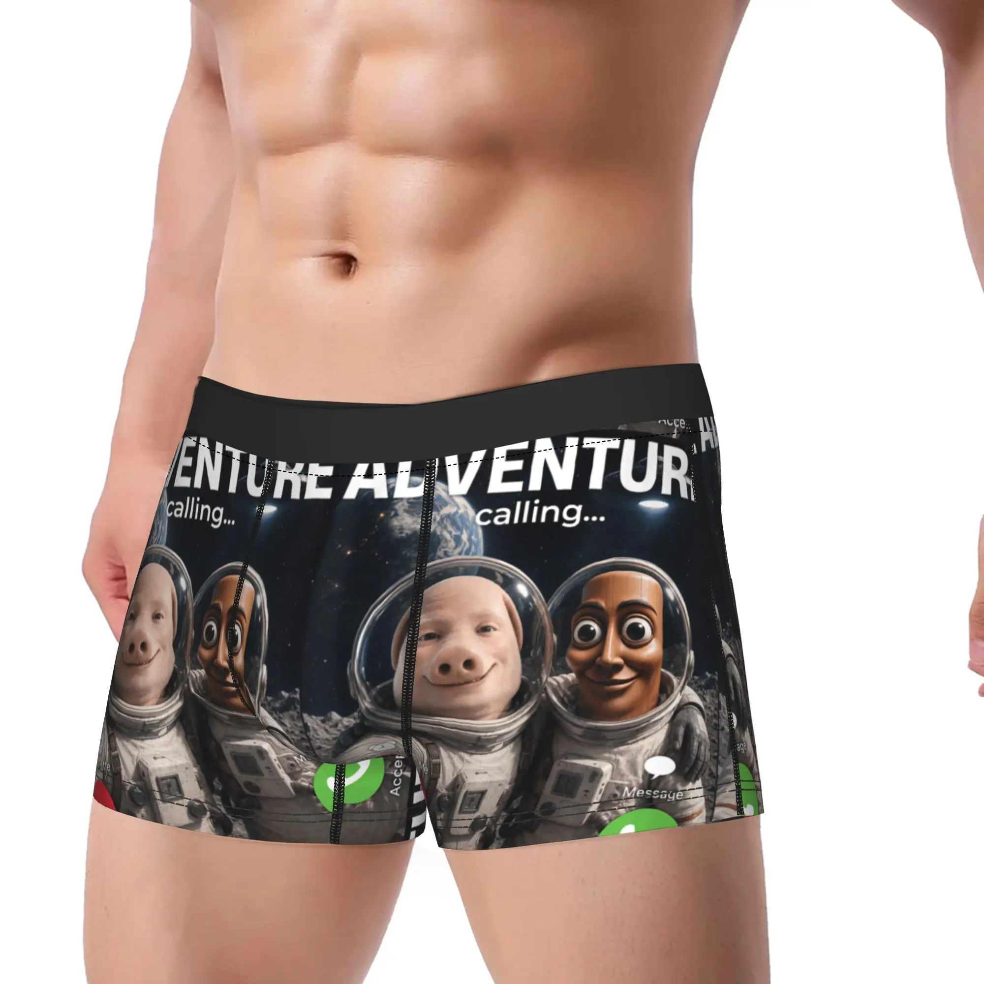 Funny Brainrot Outer Space Meme Tung Sahur John Pork Selfie Underwear Men Underpants Comfortable Boxer Shorts Boxer Brief