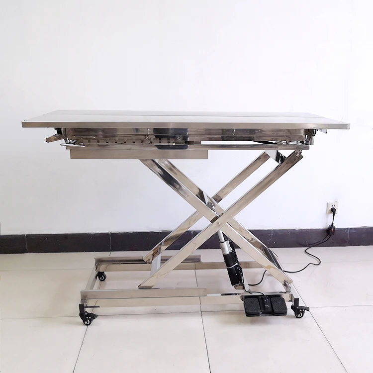 Stainless steel electric lifting veterinary operating table for pet hospitals Veterinary clinic V-shaped tilting surgical table