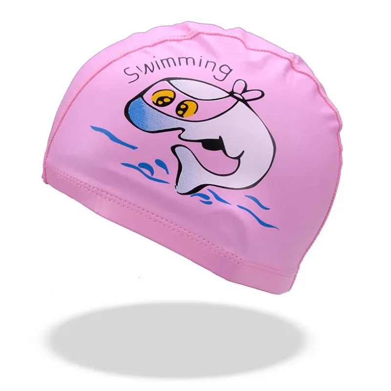 Children\'s Swimming Caps PU Waterproof High Elastic Ear Protection Pool Swimming Hat for Boys Girls Kids Cute Cartoon Swim Caps