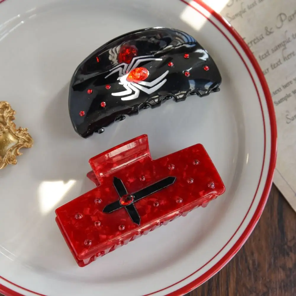 

Модный ацетатный коготь для волос на Хэллоуин, крест-геометрия, тематический захват на Хэллоуин, заколка для волос в виде краба, паук, скелет, заколка в виде акулы, вечерние