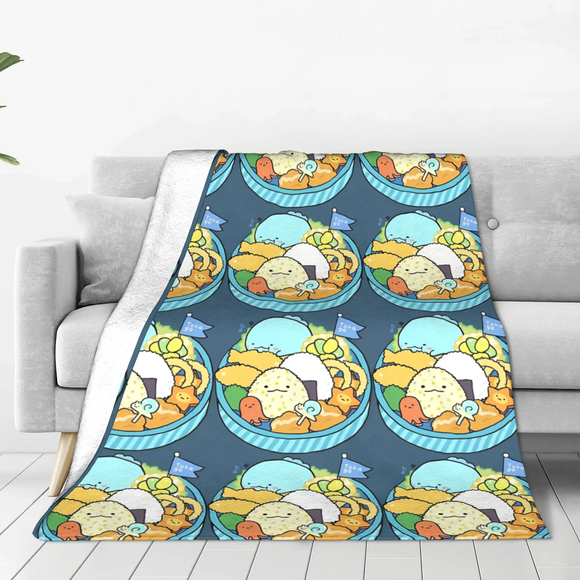 1PC Home Cute Room Decor Kawaii Bento Box Blanket Throw Blanket Sumikko Gurashi Novelty Warm Blanket All Season