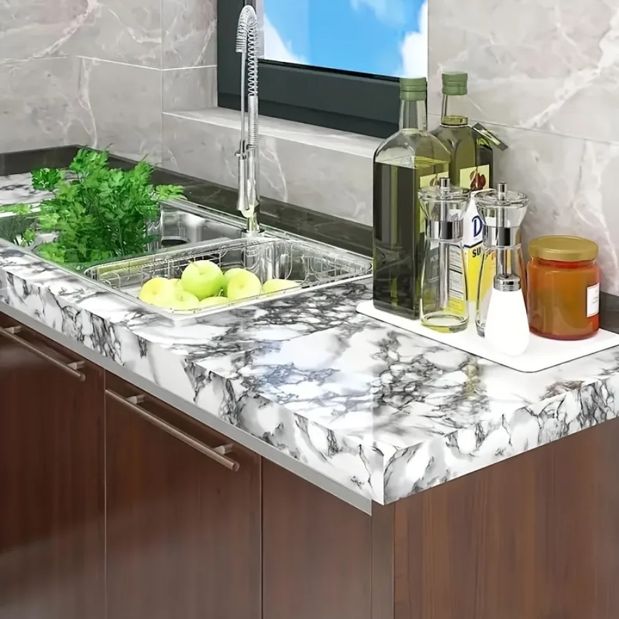 

Waterproof & Moistureproof Faux Marble Wallpaper Peel and Stick Self Adhesive Removable Wall Covering for Bathroom Kitchen Livin