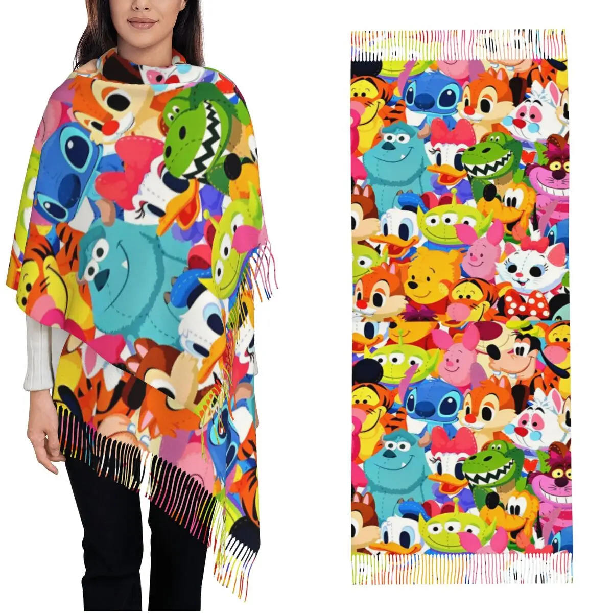

Mickey Mouse Halloween Stitch Shawl Wraps Womens Warm Large Long Scarf Pashminas Shawl Scarves