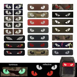 Cat Tiger Eyes,Evil Eye Badge Clothes Patches with Hook and Loop Glow In Dark,Military Tactical Badges Sticker For Hat,Backpack