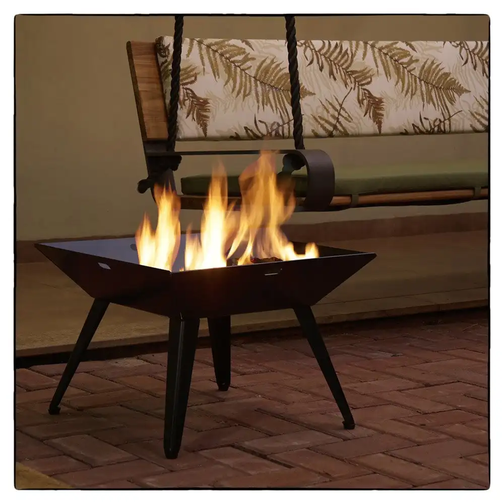 Outdoor Fireplace Square Chump-Feet 250 mm Steel-Black