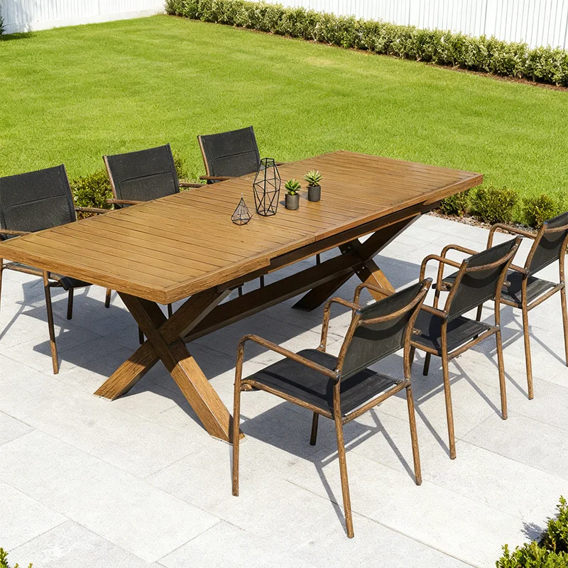 Modern Metal Restaurant & Hotel Outdoor Dining Table Set with Eco-friendly UV-Resistant Design