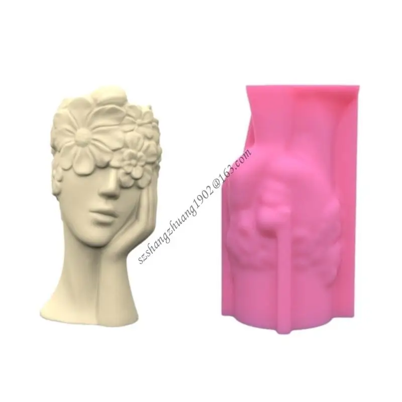 

Q6RB Silicone Ornament Moulds Silicone Vase Molds Contemplative Girl Flexible Crafting Moulds Silicone Craft Moulds