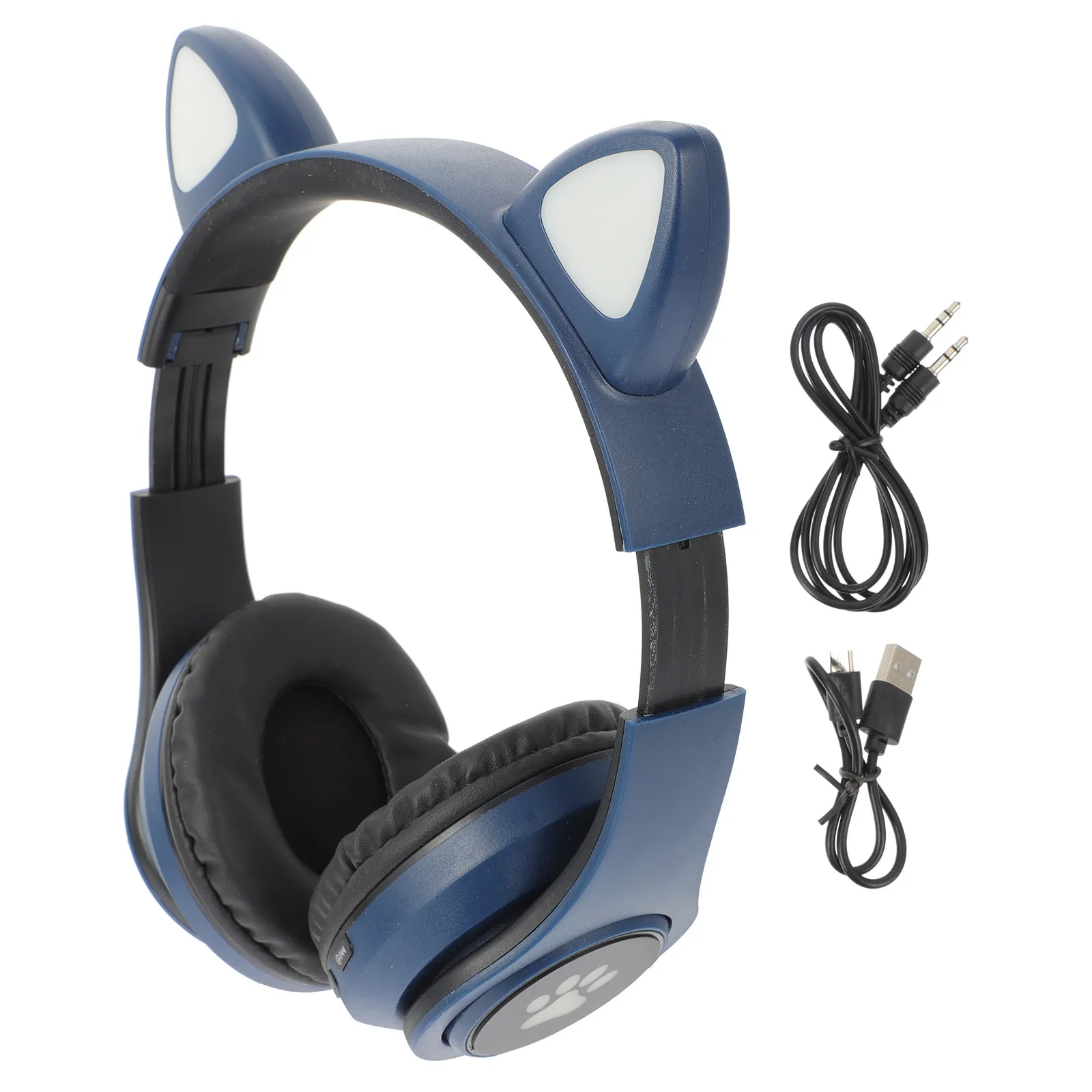 

Беспроводные игровые наушники с кошачьими ушками, LED-подсветкой, Hi-Fi басами, складные, стерео, для офиса