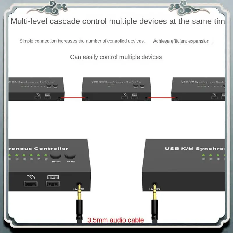 

Синхронный контроллер премиум-класса 2X USB K/M, 8-портовый KVM-переключатель, несколько компьютеров, 1 комплект мыши и клавиатуры
