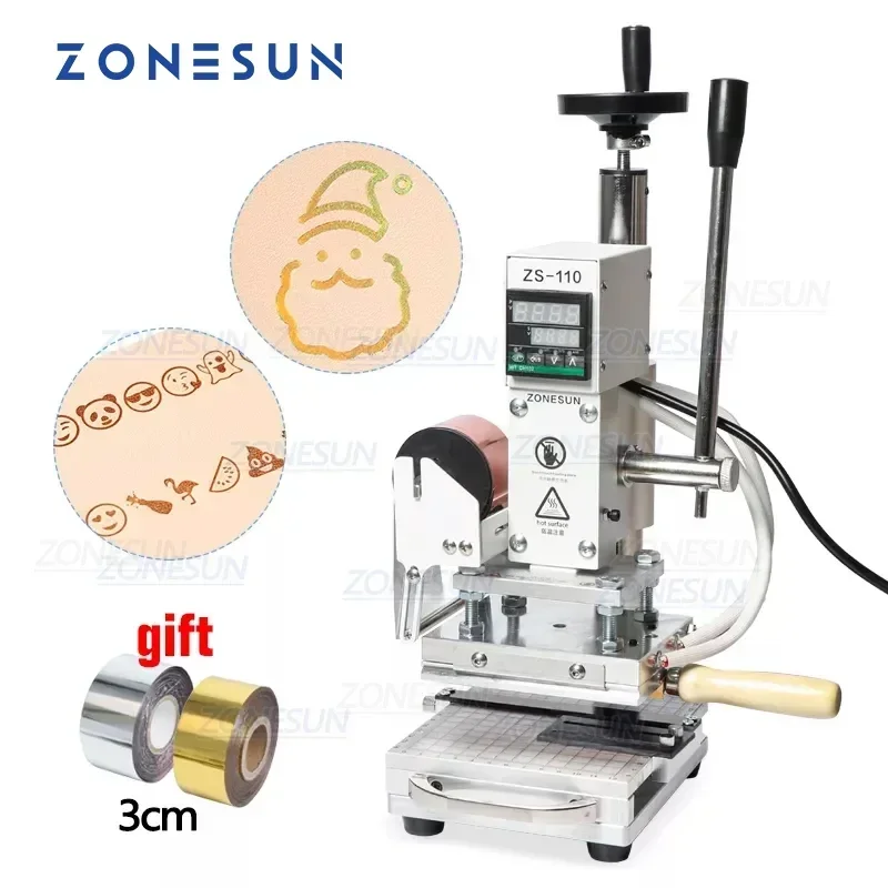 ZONESUN ZS110 Slideable Workbench Digital Wood Paper PVC Leather Hot Foil Stamping Embossing Bronzing Machine Heat Press Machine