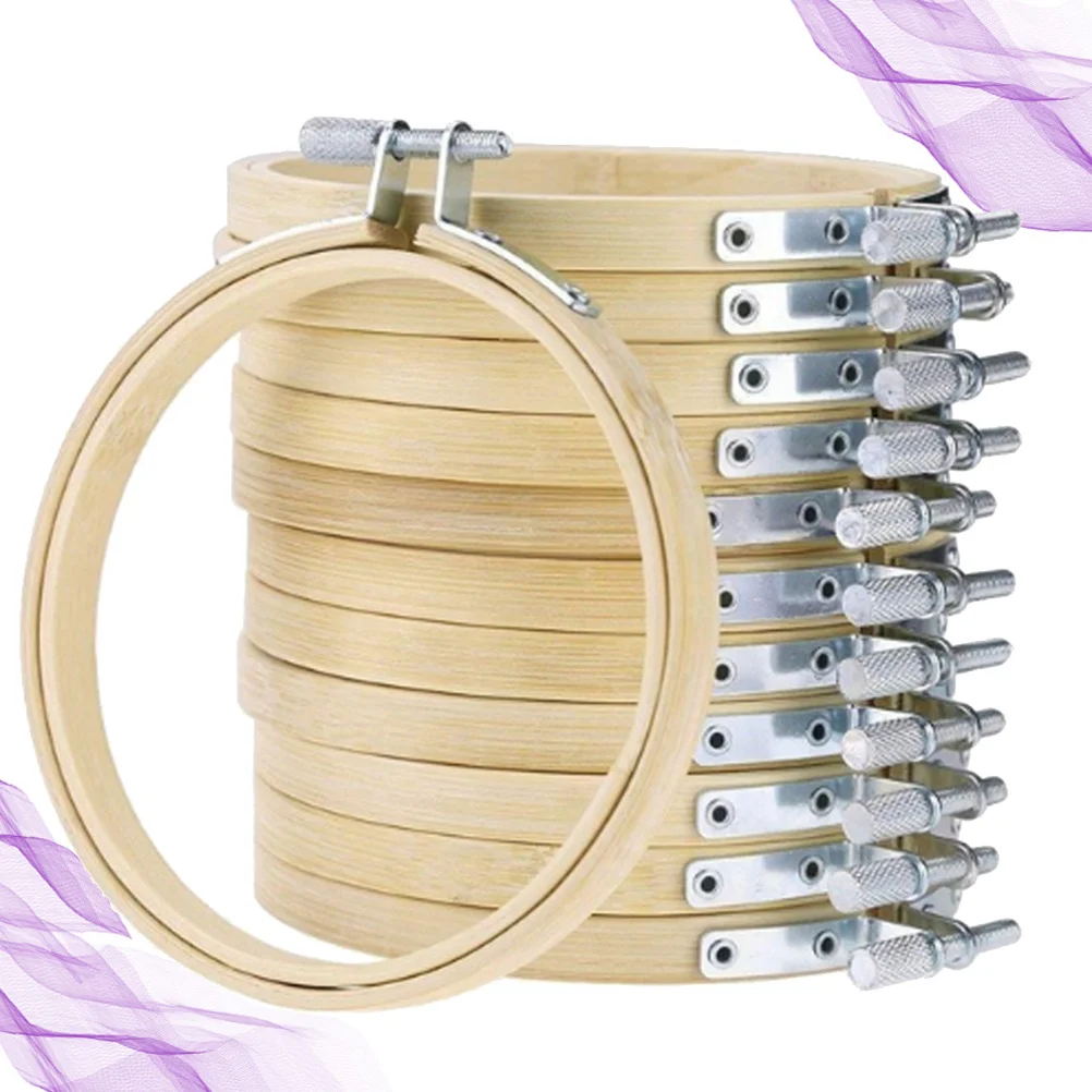 

12Pcs Bamboo Embroidery Hoop Circle Frame 15cm for DIY Cross Stitch Craft Decoration Needlearts Tool Embroidery Hoop
