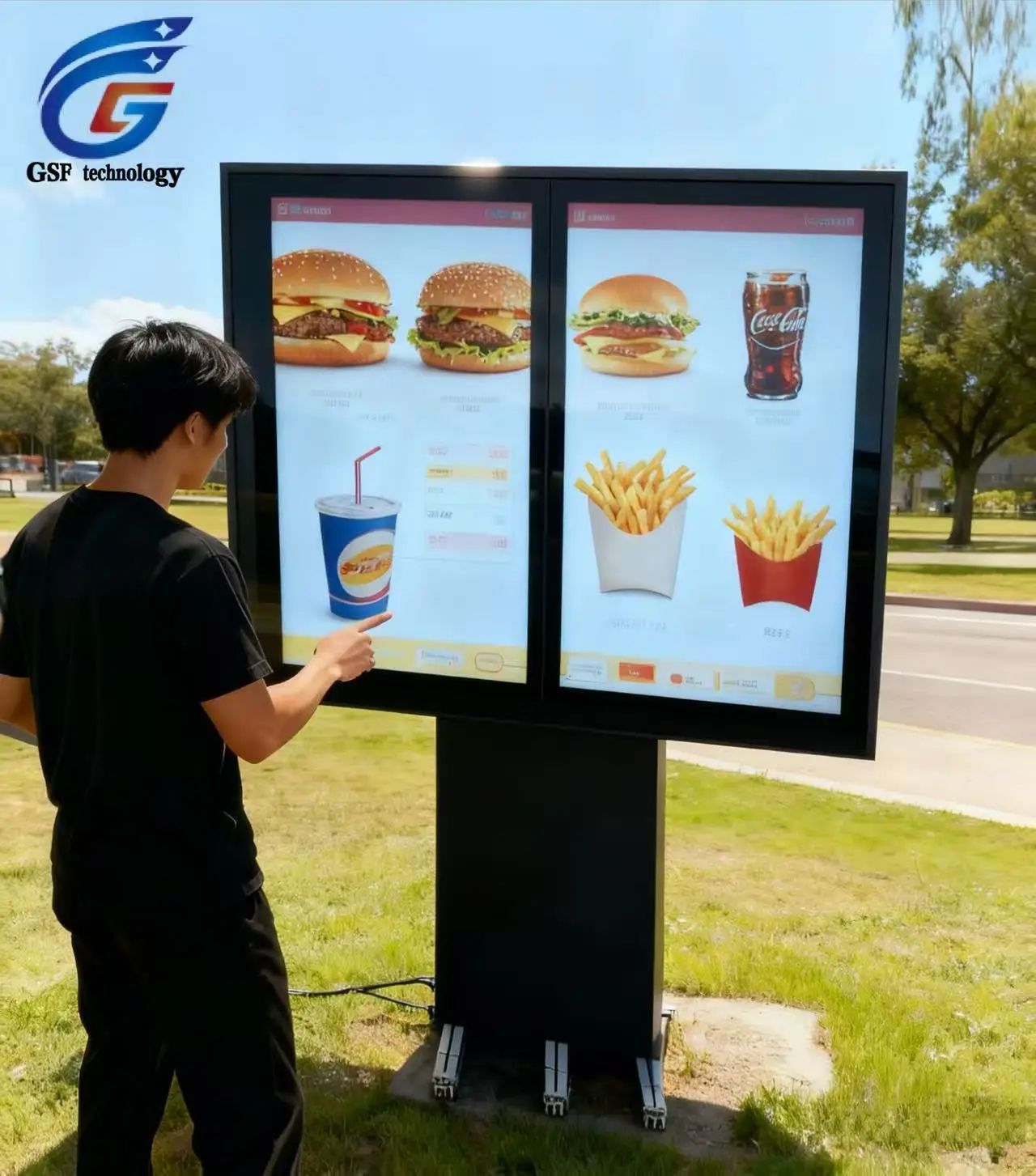 Waterproof 2000 4000nits Outdoor Restaurant Drive Thru Digital Menu Board Kiosk Solution Advertising Playing Screen Display