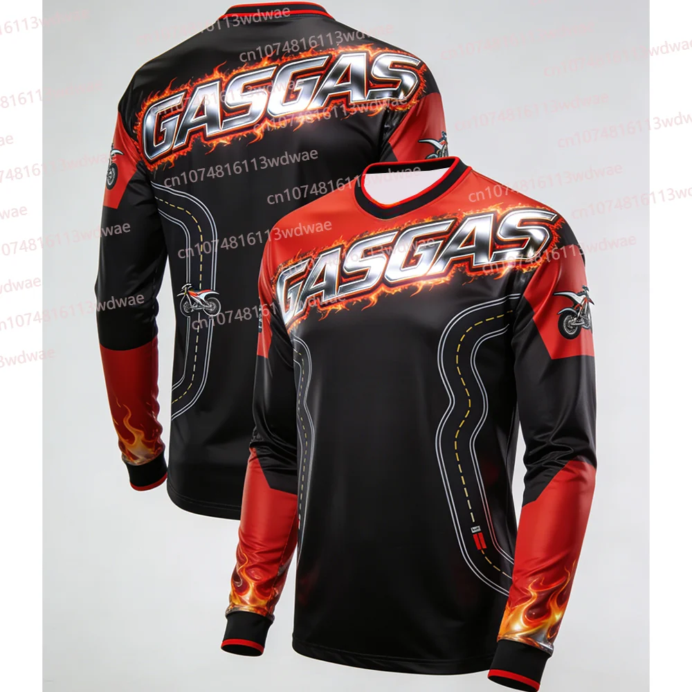 

Retro Style GASGAS Long Sleeve Motocross Jersey Quick Drying Breathable Bicycle riding suit Enduro Riders Motorsport Enthusiasts