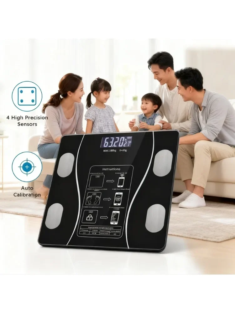 Smart Electronic Digital Scale, USB Rechargeable, Accurate Weight and Body Fat Measurement, Compact Model Home Use APP Bluetooth