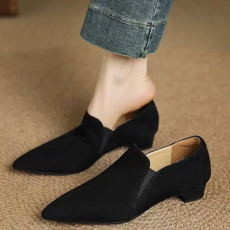 Pointed Toe Women Heeled Shoes Fashion Retro Pumps Designer Dress Shoes Elegant Woman Shoes 2025 Autumn Trend Female Zapatillas