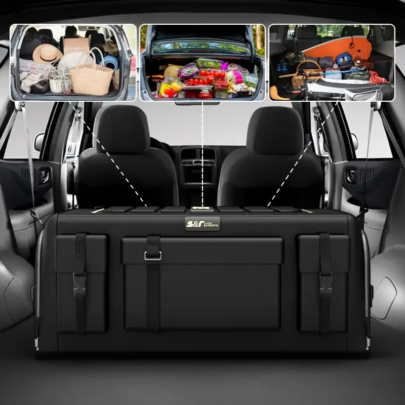 Car Trunk Organizer with Lid Collapsible Car Trunk Storage Organizerfor SUV Truck Sedan