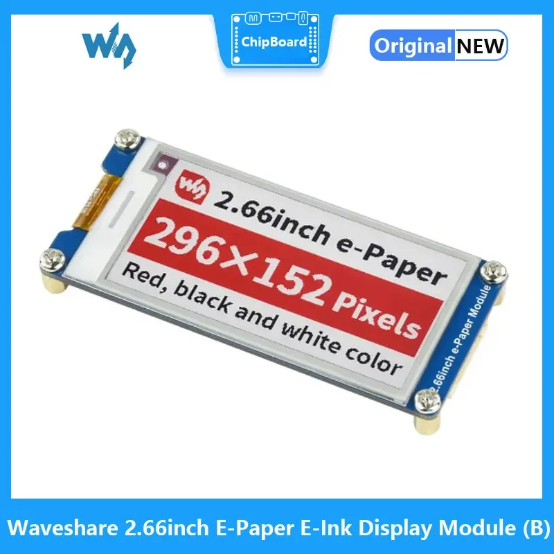 

Waveshare 2.66inch E-Paper E-Ink Display Module (B), 296×152 Pixels, Red / Black / White Three-Color, SPI Interface