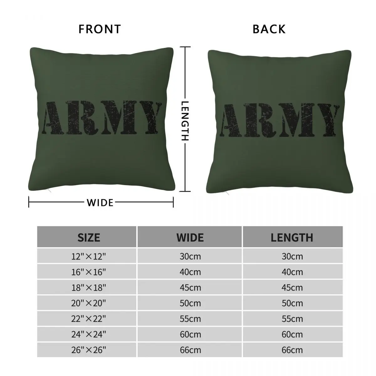 US Army Classic Military Square Pillowcase Polyester Linen Velvet Creative Zip Decorative Home Cushion Case