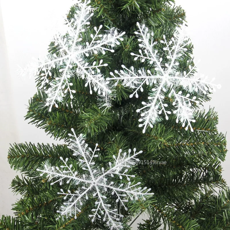 30/12Pcs Christmas Snowflake Ornaments Glitter Fake White Snowflake DIY Xmas Tree Hanging Pendents New Year Home Party Decor