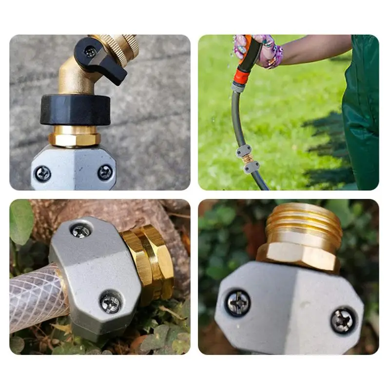 58 to 34 Inch Garden Hose Repair Kit Zinc Aluminum Material Heavy Duty Male Female Connector Set for Outdoor Irrigation Tools