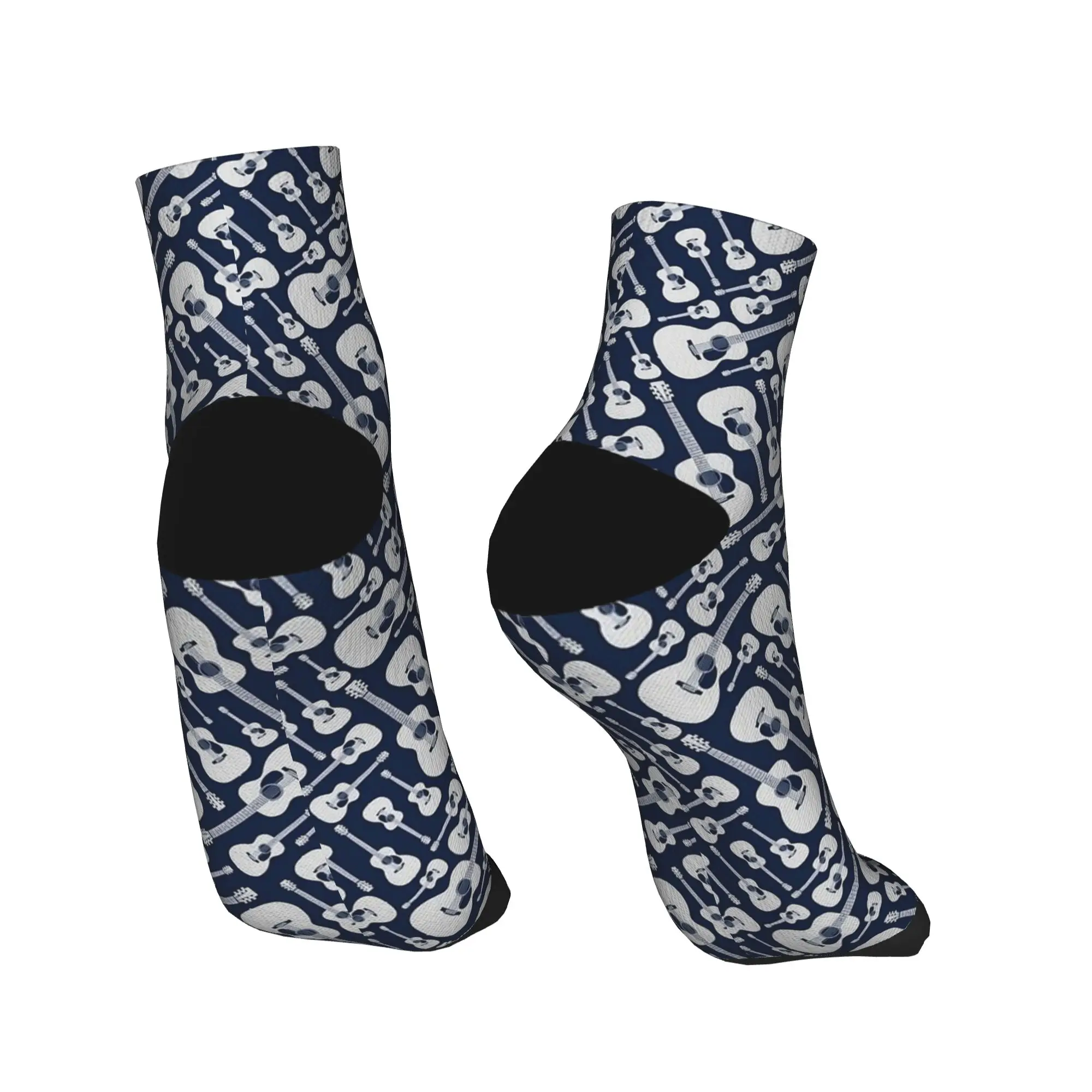 Guitarra acústica azul tema meias moda tornozelo meias verão antiderrapante casal design confortável correndo esportes meia casual
