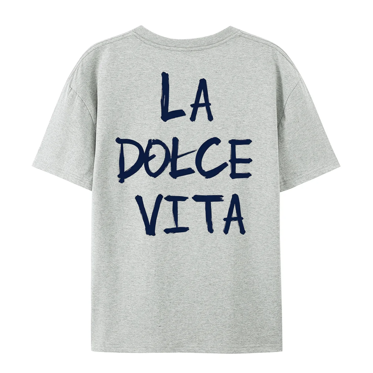 Unisex La Dolce Vita Graphic T-Shirt Italian Phrase Handwritten Text Print Crew Neck Casual Aesthetic Back Short Sleeve Tops