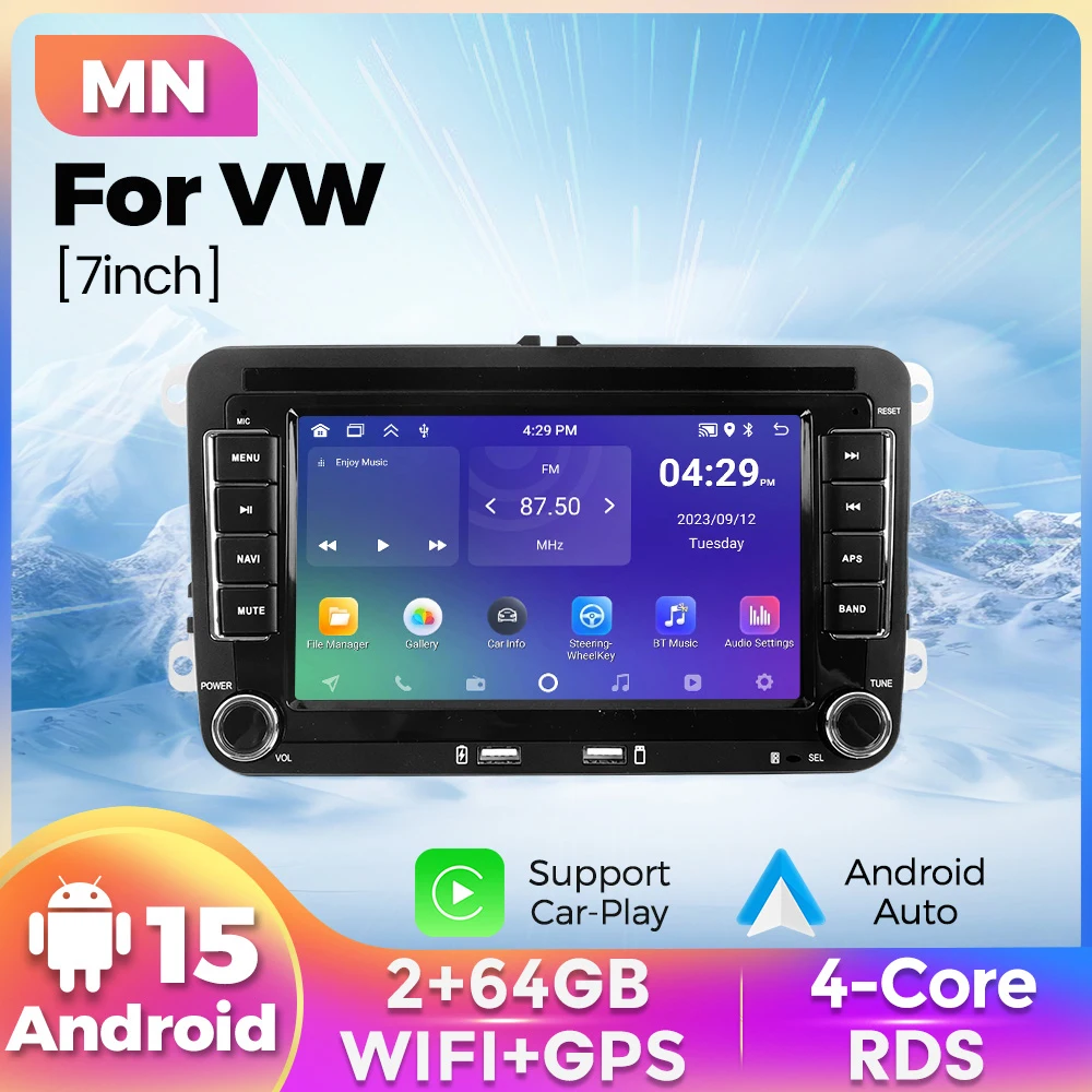 

Android 15 Car Radio for Volkswagen VW Golf 5 6 Polo Passat B6 B7 CC Skoda Jetta Carplay Multimedia Player WIFI GPS Autoradio