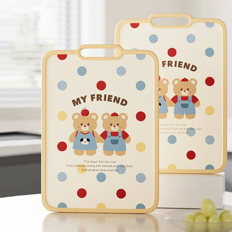 

1 шт., разделочная доска с милым медведем, двусторонняя разделочная доска для фруктов, толстая нескользящая разделочная доска, легкая доска, уличная посуда