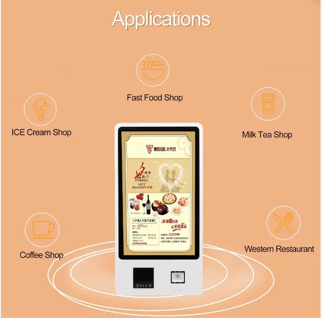 كشك دفع فاتورة بشاشة تعمل باللمس مقاس 32 بوصة مع طابعة مدمجة 80 مم وماسح ضوئي ثنائي الأبعاد متوافق مع وظيفة Win/Andr SDK متضمنة #3