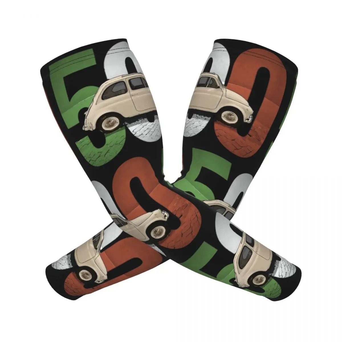 

Классический Fiat 500 на белых рукавах для мужчин и женщин, защита от солнца и ультрафиолета, накидка для татуировки, спортивное охлаждение, езда на велосипеде