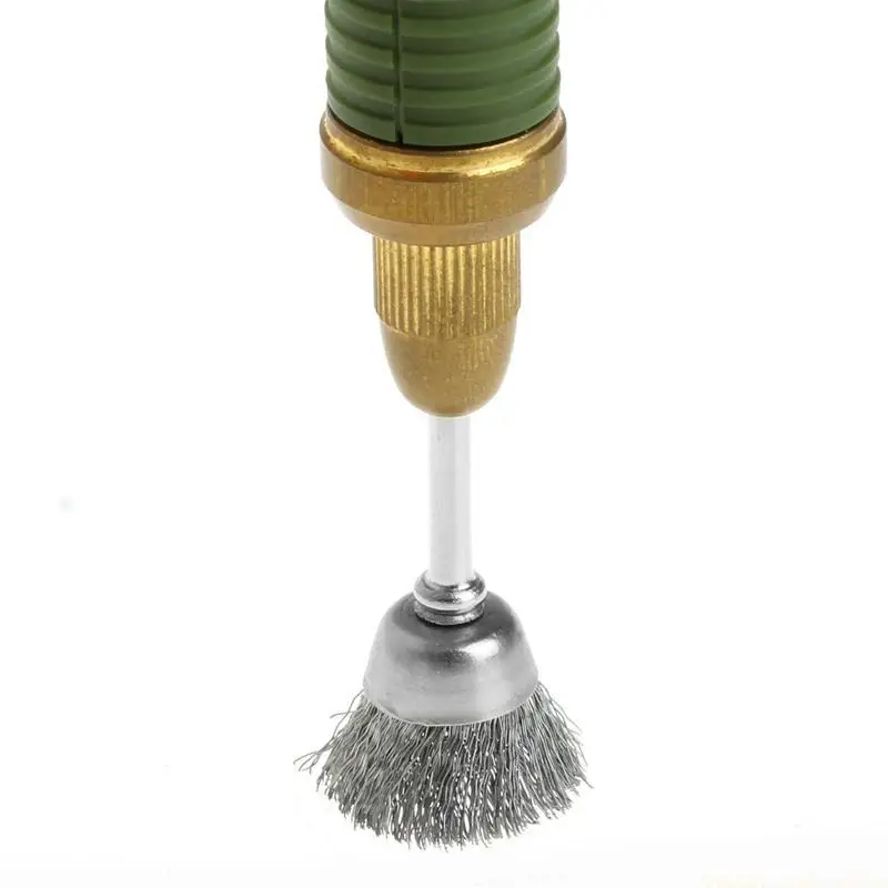 A2BE 3Pcs Steel Wire Wheel Brush for Head Abrasive Deburring Drilling Tools Bowl-shap