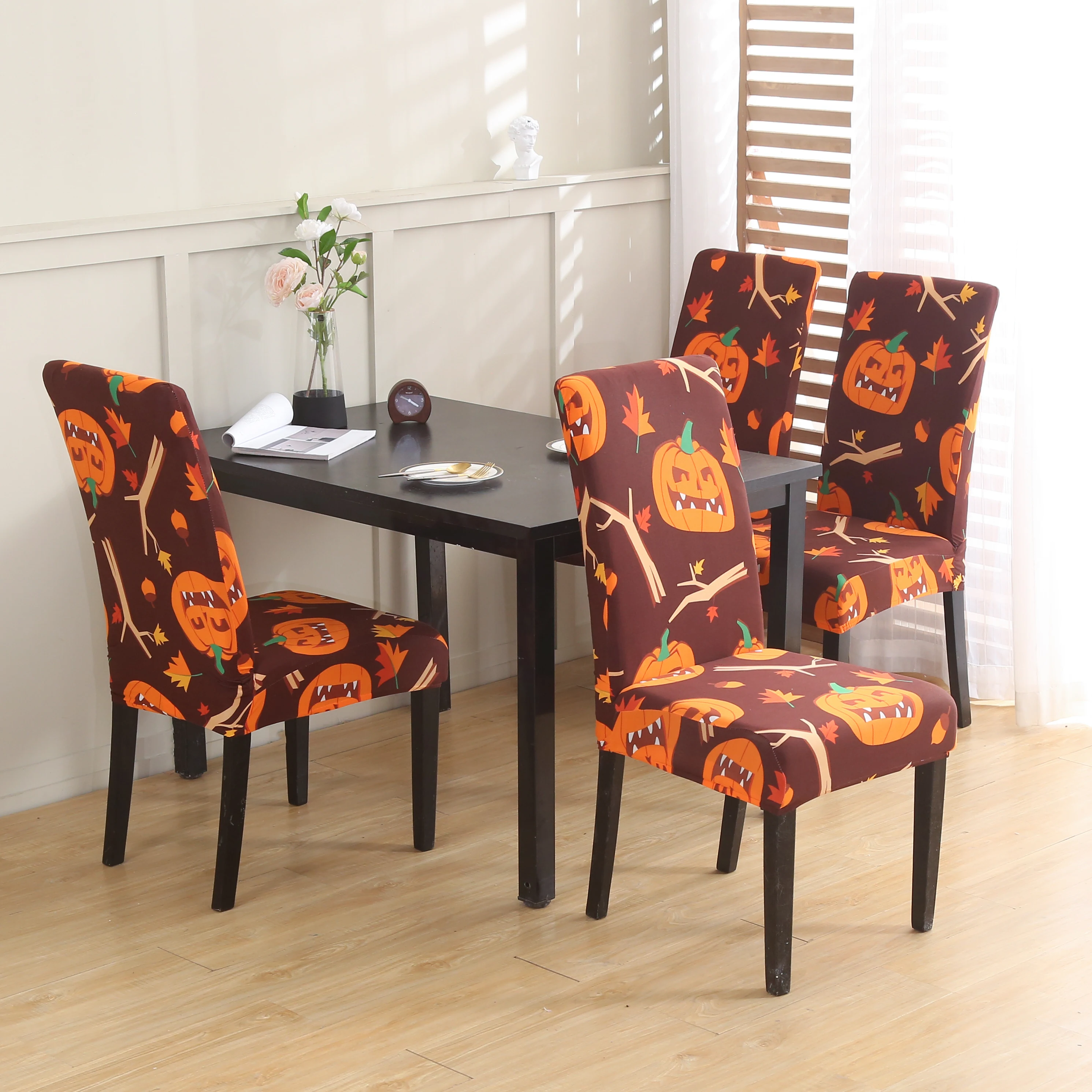 Halloween Stretch Printed Chair Protectors Covers Home Decor Dining Room Seat Cover