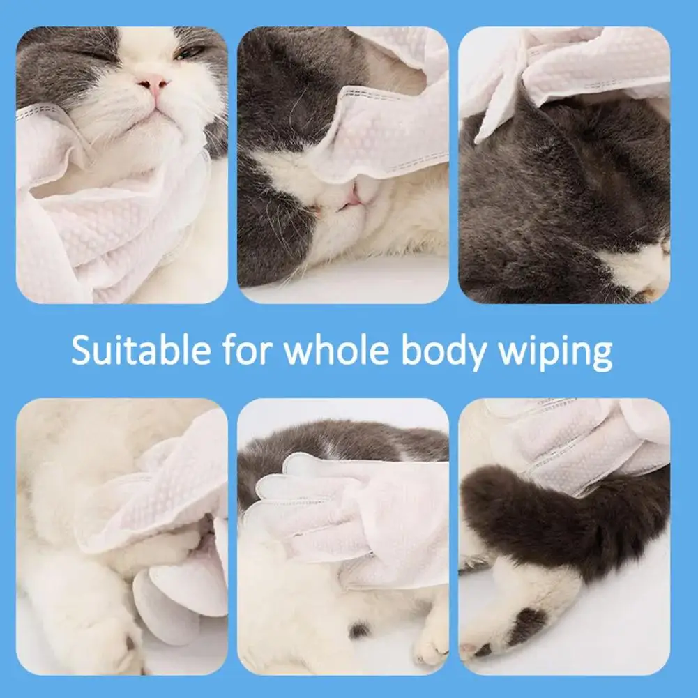 NEW High-end 6PCS Pet Wash Free Cleaning Gloves Pet Disposable Cleaning Gloves Stain Remover Dry Cleaning Wet Wipes For CAT DOG