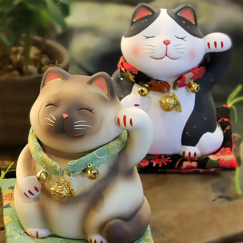 

Ceramic Lucky Cat Ornament Creative Japanese Cartoon Cat Decorate Gift Box Wedding Store Opening Gift Living Room Decorations